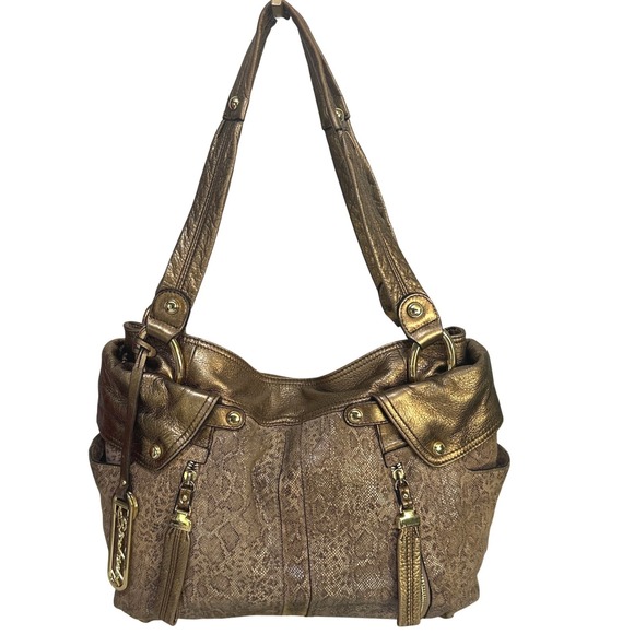 b. makowsky Handbags - B. Makowsky Gold Leather Shoulder Bag Slouchy Hobo Y2K Indie Sleaze Mob Wife